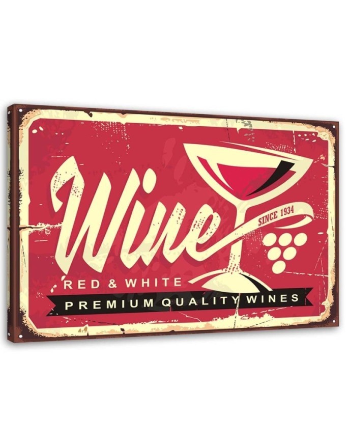 Red wine retro signboard - Vintage style Canvas painting | FEEBY