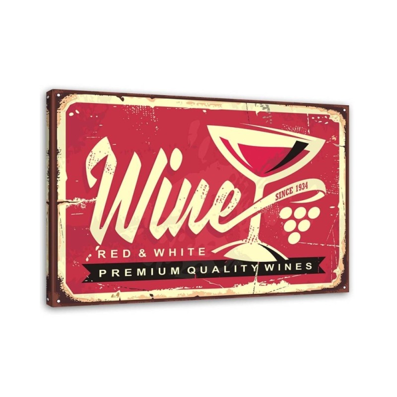 Red wine retro signboard - Vintage style Canvas painting | FEEBY