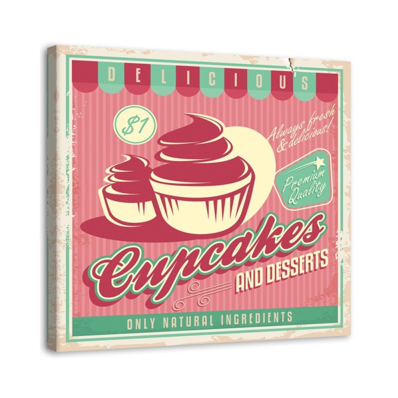 Retro cupcake signboard - Canvas prints for cafe | FEEBY