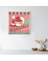 Retro cupcake signboard - Canvas prints for cafe | FEEBY