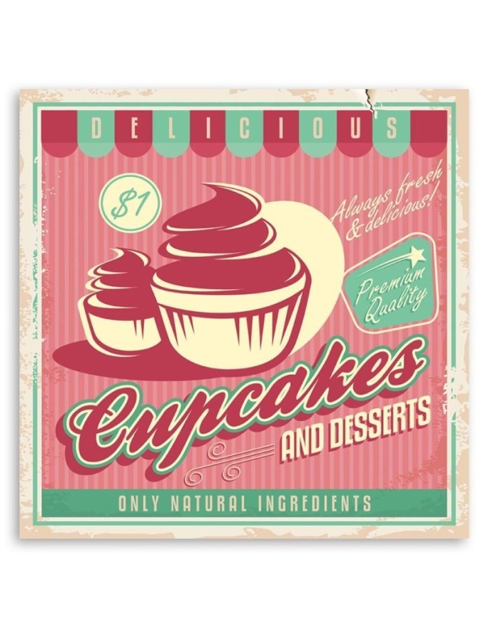Retro cupcake signboard - Canvas prints for cafe | FEEBY