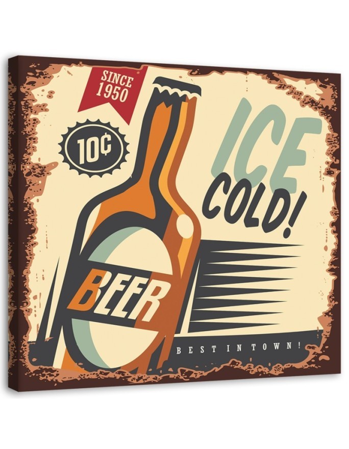 Retro cold beer signboard - Canvas prints for bar | FEEBY