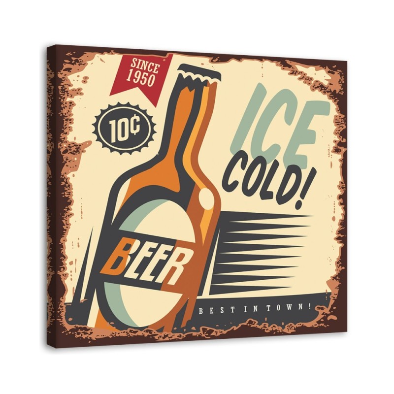 Retro cold beer signboard - Canvas prints for bar | FEEBY