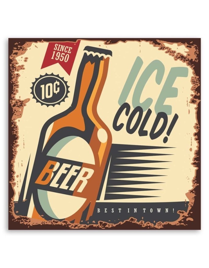 Retro cold beer signboard - Canvas prints for bar | FEEBY