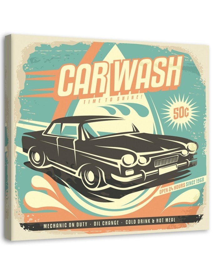 Retro signboard car wash - Vintage style Canvas prints | FEEBY