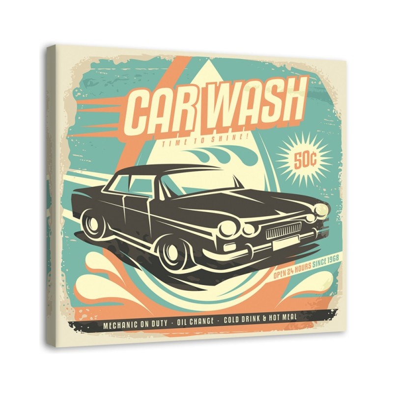 Retro signboard car wash - Vintage style Canvas prints | FEEBY