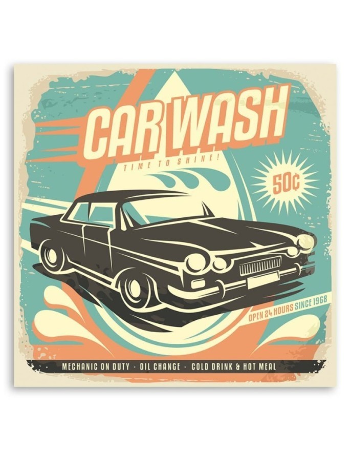 Retro signboard car wash - Vintage style Canvas prints | FEEBY