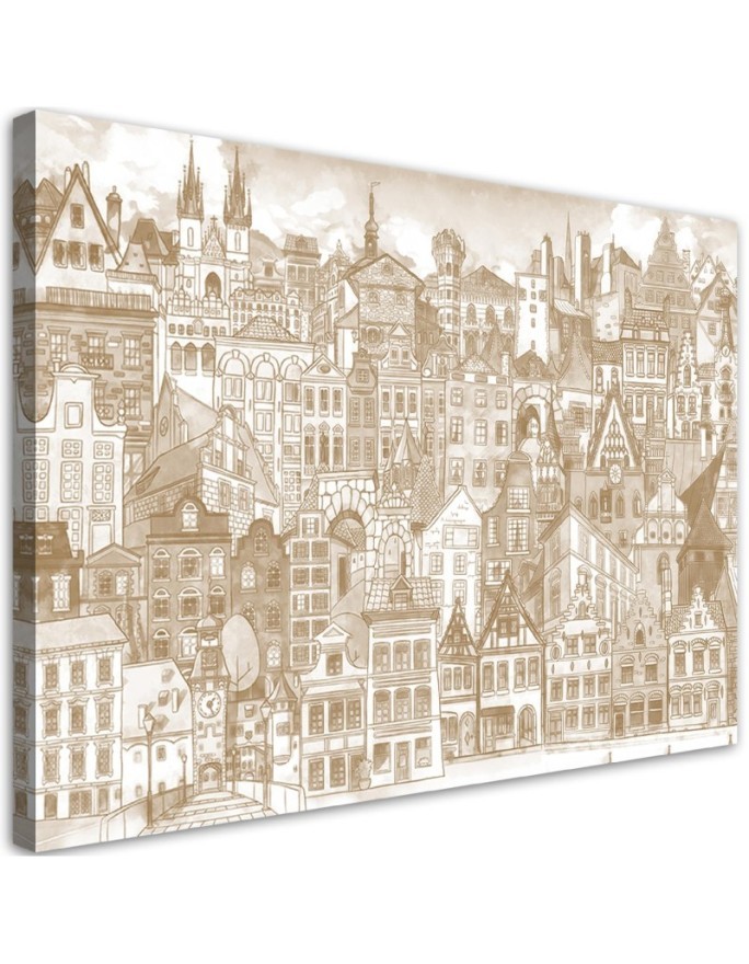 Retro city - Vintage style Canvas painting | FEEBY