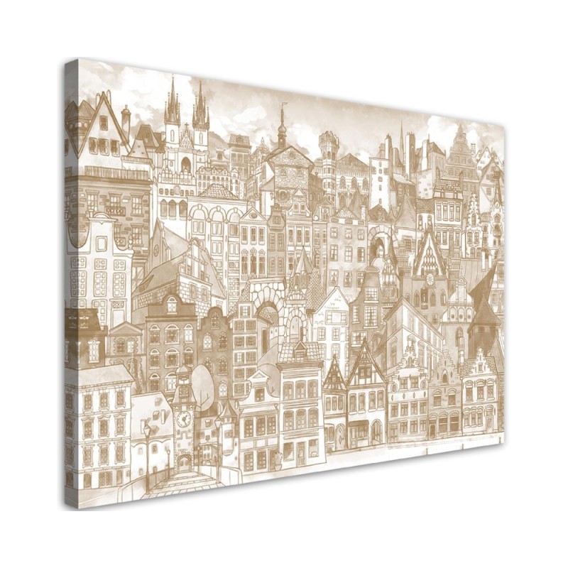 Retro city - Vintage style Canvas painting | FEEBY