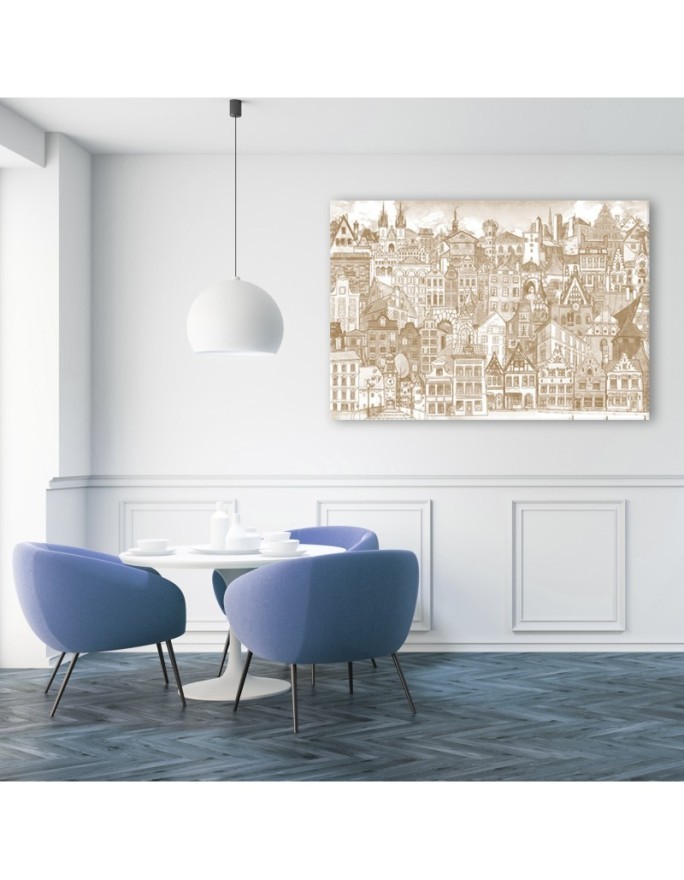 Retro city - Vintage style Canvas painting | FEEBY