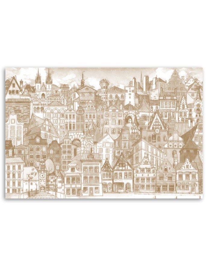 Retro city - Vintage style Canvas painting | FEEBY