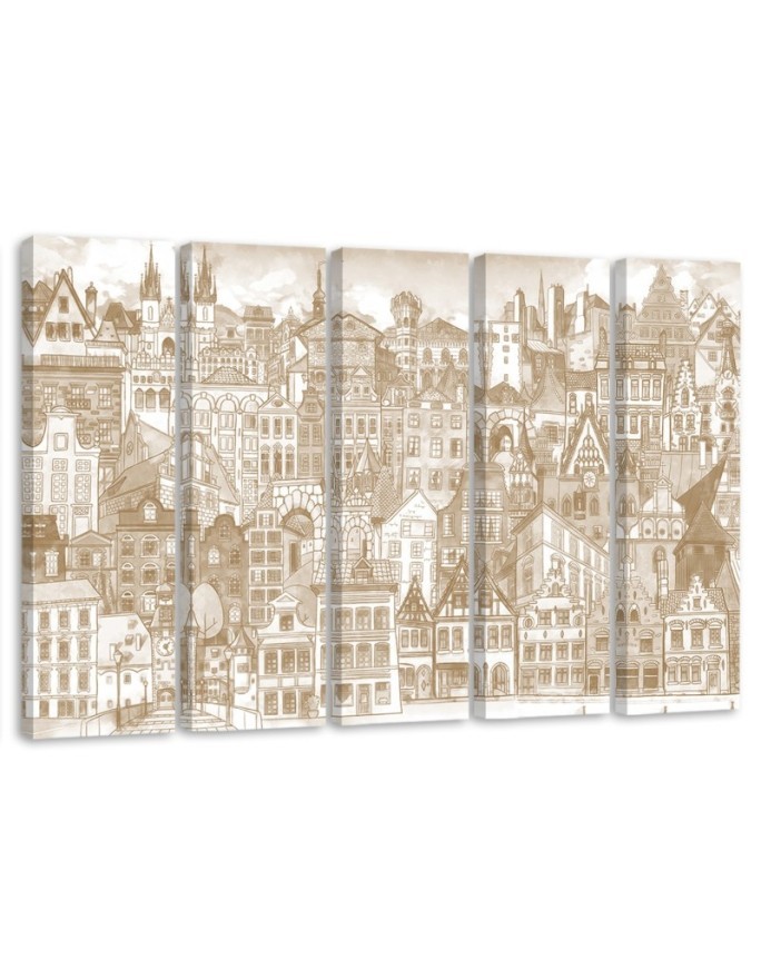 Merry city - Modern Canvas painting for living room | FEEBY