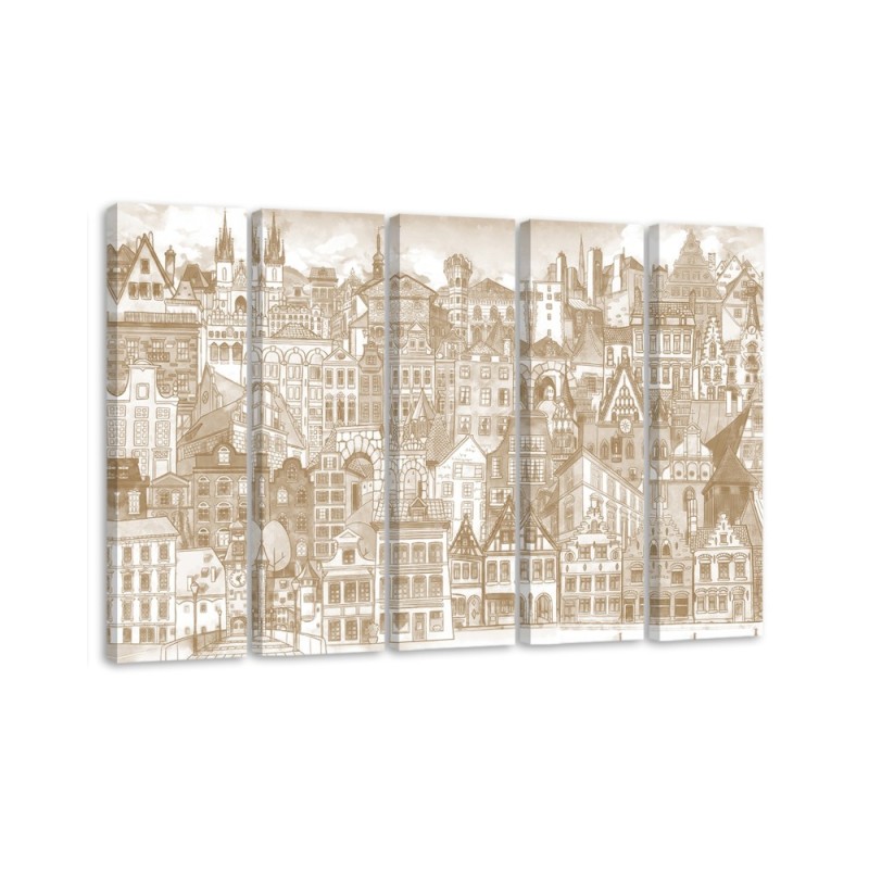 Merry city - Modern Canvas painting for living room | FEEBY