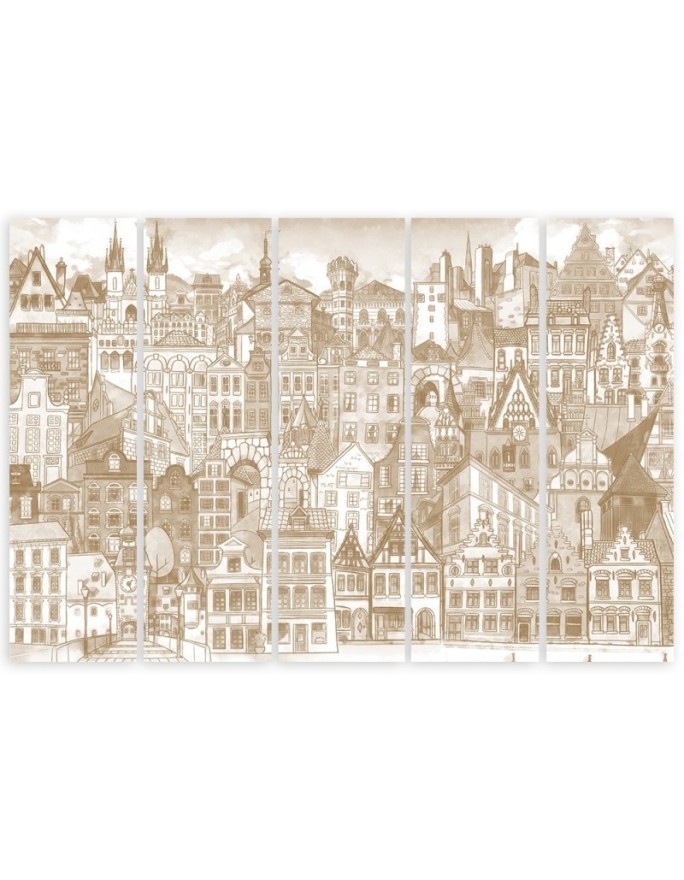 Merry city - Modern Canvas painting for living room | FEEBY
