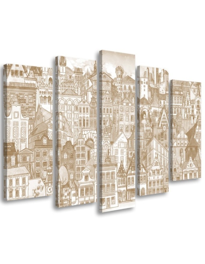 Retro city - Modern Canvas painting for living room | FEEBY