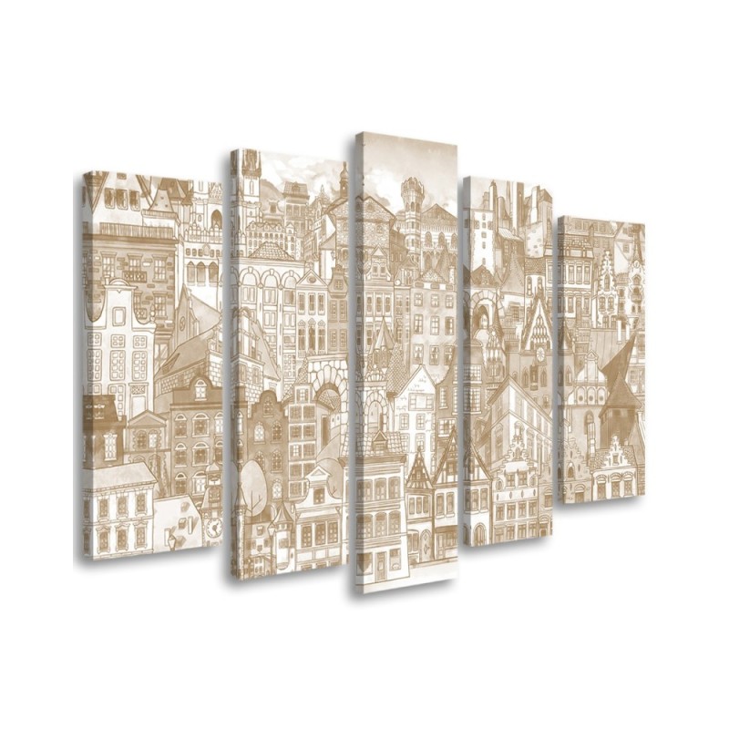 Retro city - Modern Canvas painting for living room | FEEBY