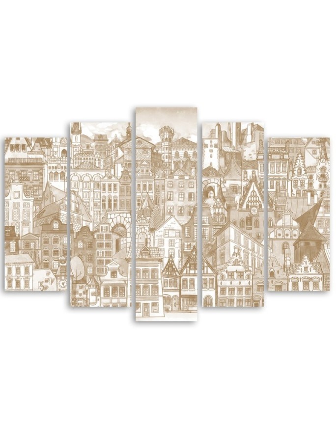 Retro city - Modern Canvas painting for living room | FEEBY