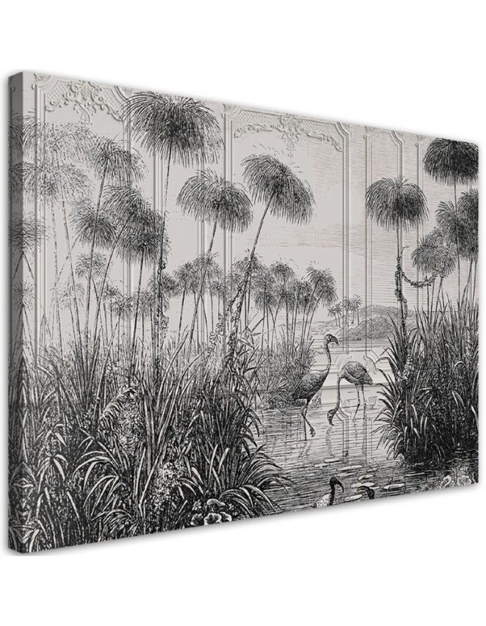 Birds in a pond - Modern Canvas painting for the bedroom | FEEBY