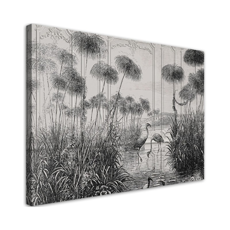 Birds in a pond - Modern Canvas painting for the bedroom | FEEBY