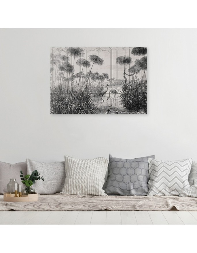 Birds in a pond - Modern Canvas painting for the bedroom | FEEBY
