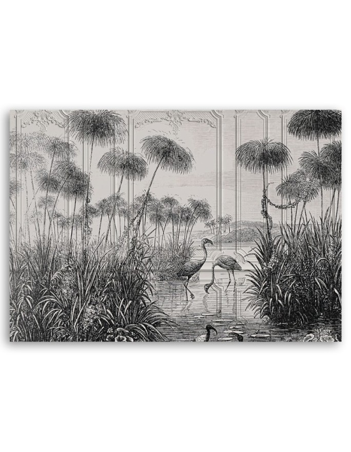 Birds in a pond - Modern Canvas painting for the bedroom | FEEBY