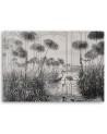 Birds in a pond - Modern Canvas painting for the bedroom | FEEBY