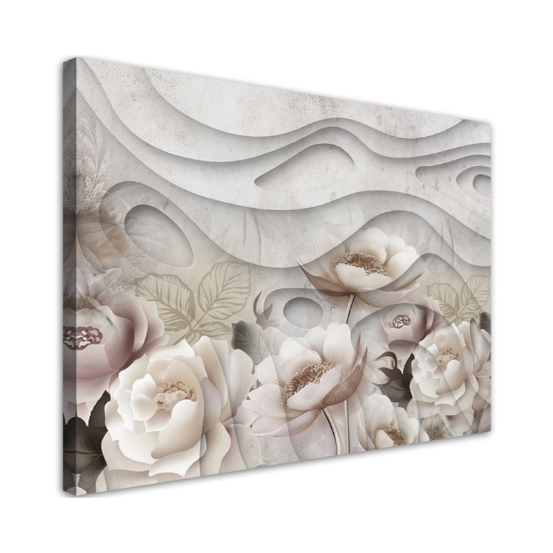 Beige flowers in bloom - Modern Canvas painting for living room | FEEBY