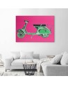 Retro style Canvas painting - Green vespa scooter on pink background | FEEBY