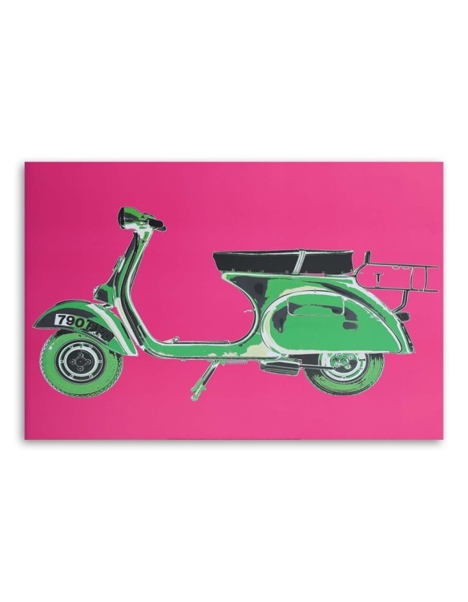 Retro style Canvas painting - Green vespa scooter on pink background | FEEBY