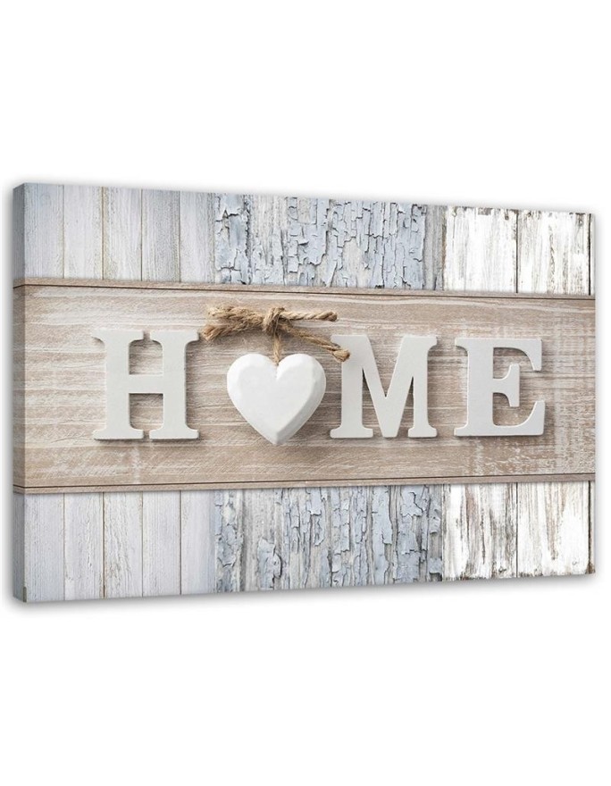 Decorative Canvas painting - Home inscription on wood background | FEEBY