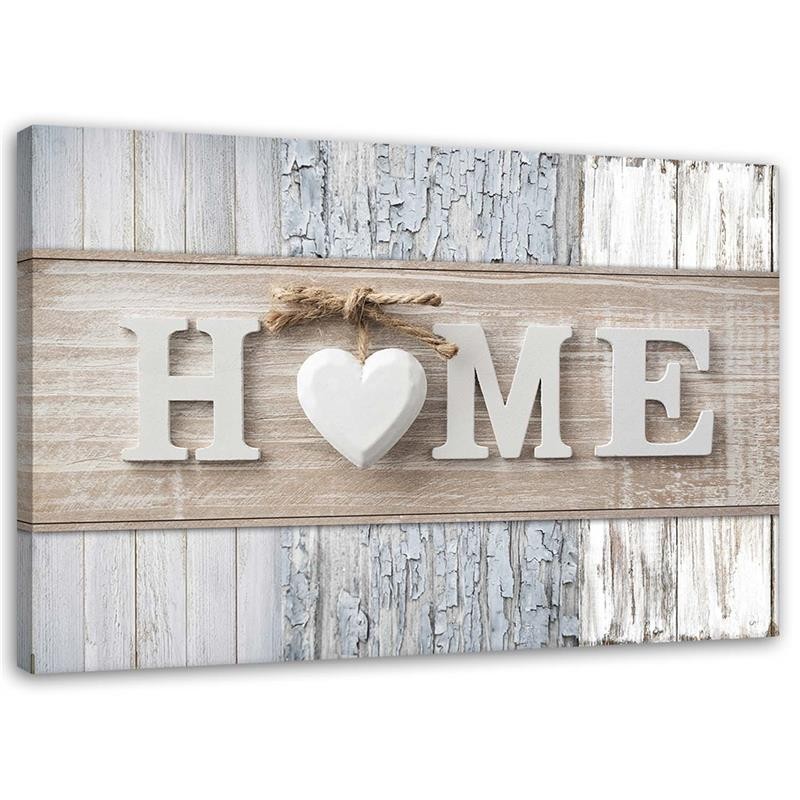 Decorative Canvas painting - Home inscription on wood background | FEEBY