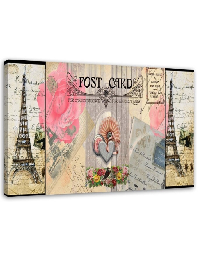 Wall art painting for living room - Postcard from France shabby chic | FEEBY