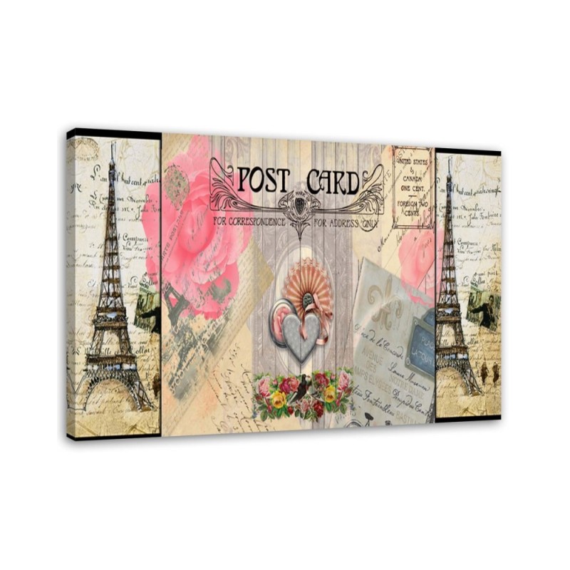 Wall art painting for living room - Postcard from France shabby chic | FEEBY