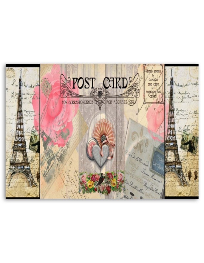 Wall art painting for living room - Postcard from France shabby chic | FEEBY