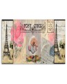 Wall art painting for living room - Postcard from France shabby chic | FEEBY