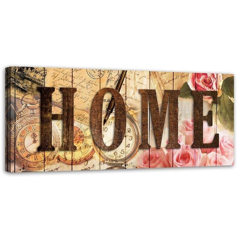 Wall Canvas painting for living room - Home retro inscription | FEEBY