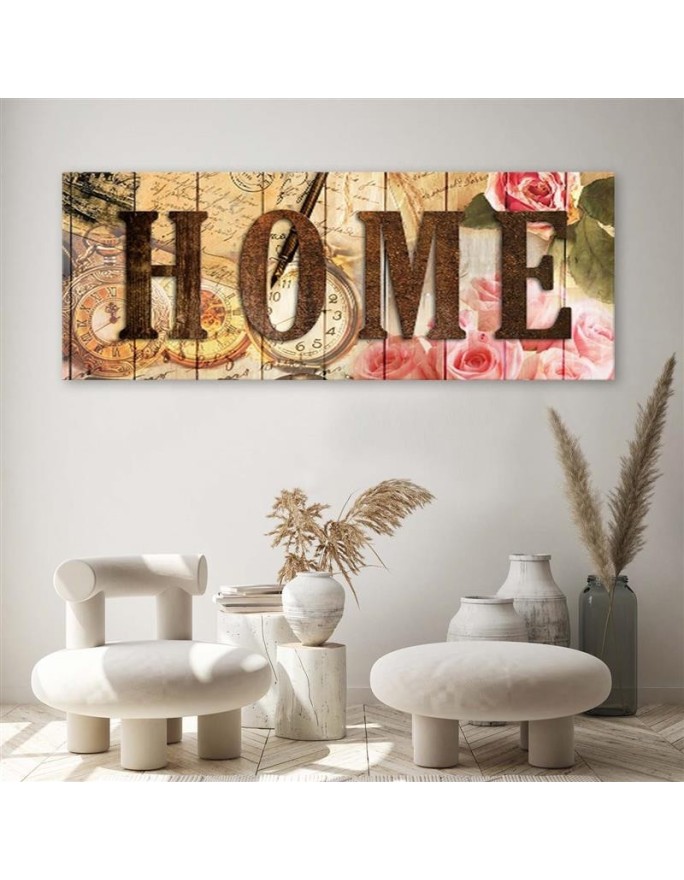Wall Canvas painting for living room - Home retro inscription | FEEBY
