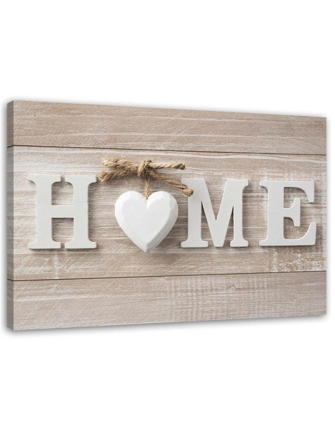 Canvas prints for living room canvas - Home inscription in light tones | FEEBY