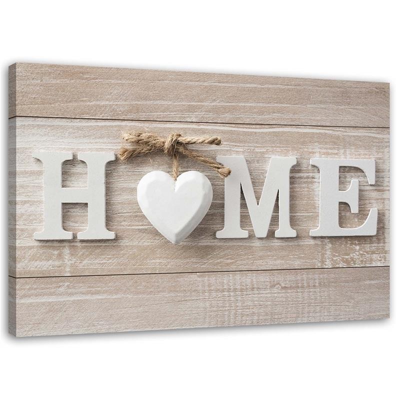 Canvas prints for living room canvas - Home inscription in light tones | FEEBY