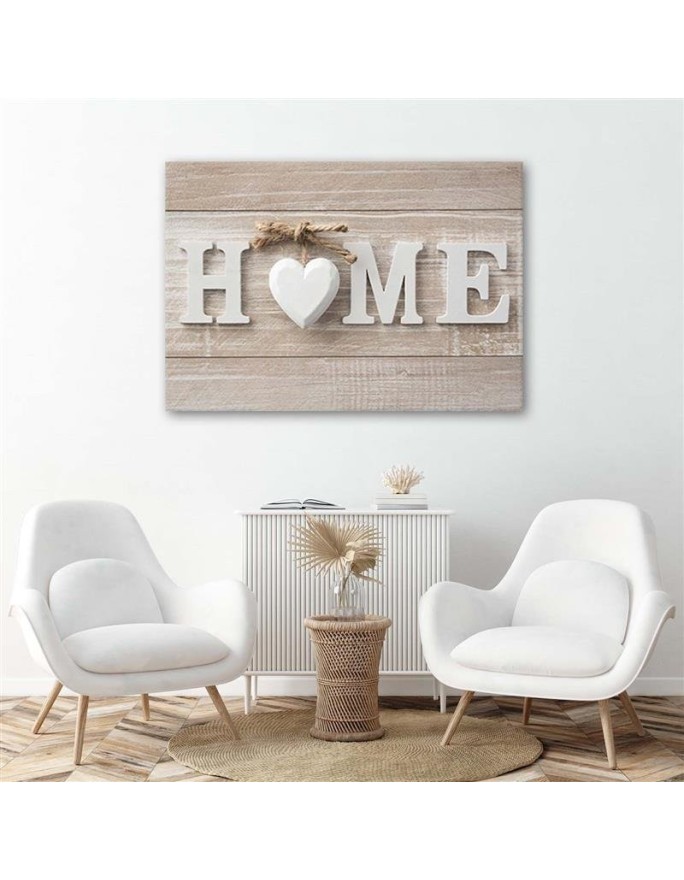 Canvas prints for living room canvas - Home inscription in light tones | FEEBY