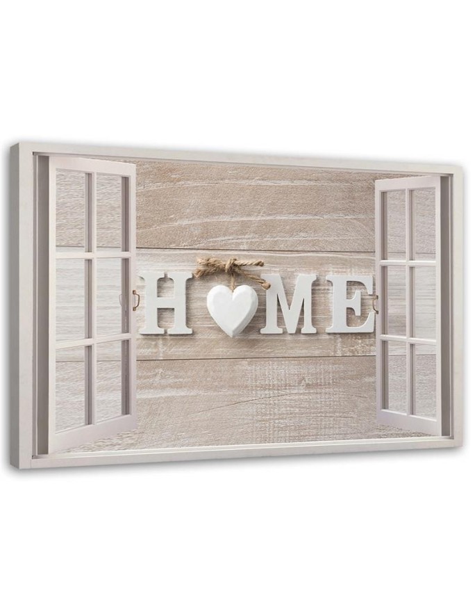 Wall art Canvas painting for living room - Home quote in window | FEEBY