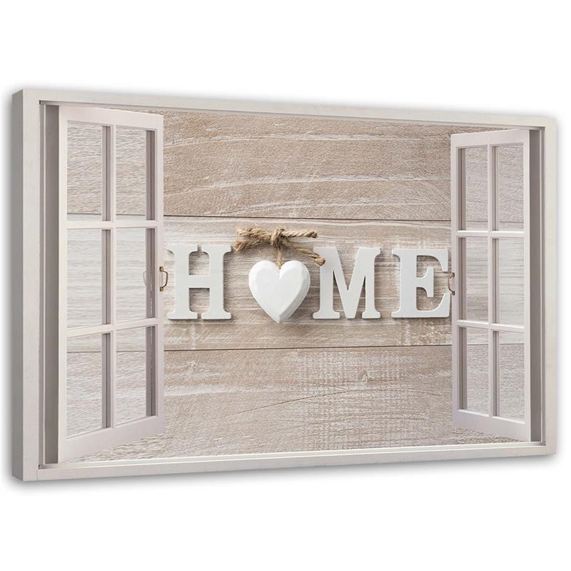 Wall art Canvas painting for living room - Home quote in window | FEEBY