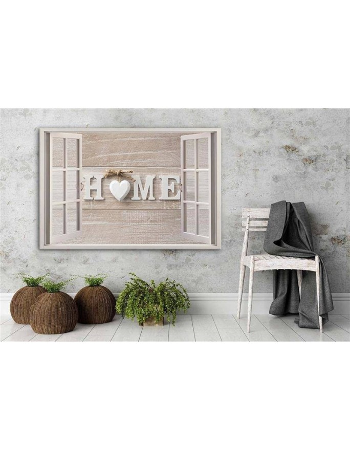 Wall art Canvas painting for living room - Home quote in window | FEEBY