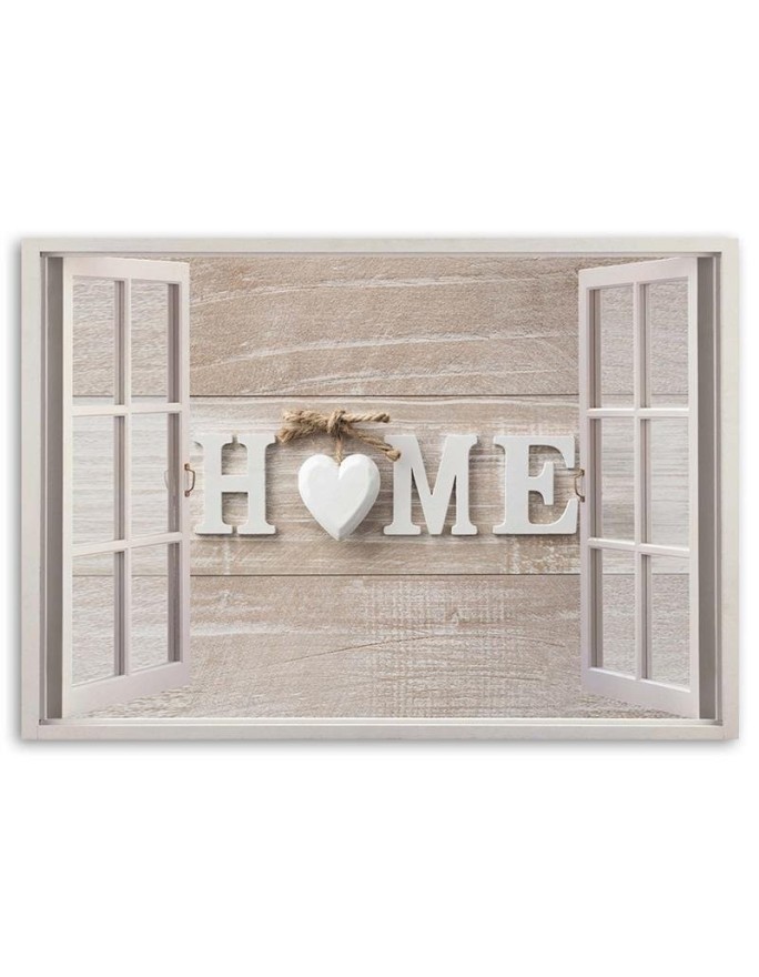Wall art Canvas painting for living room - Home quote in window | FEEBY