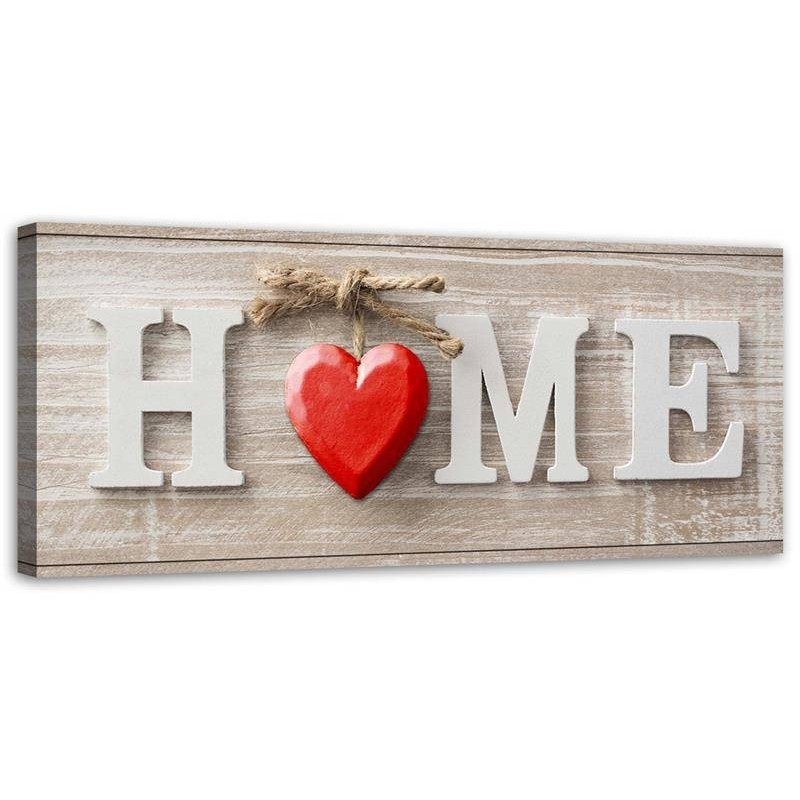 Home Quote with red heart - Decorative Canvas painting | FEEBY