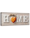 Home inscription with orange heart - Canvas prints for living room | FEEBY