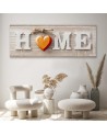 Home inscription with orange heart - Canvas prints for living room | FEEBY