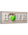 Home inscription with a green heart - Pictures on Canvas  for the living room | FEEBY