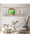 Home inscription with a green heart - Pictures on Canvas  for the living room | FEEBY