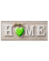 Home inscription with a green heart - Pictures on Canvas  for the living room | FEEBY